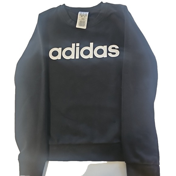 adidas Tops - Adidas Women's Small Black Crewneck Sweatshirt White Logo Pullover